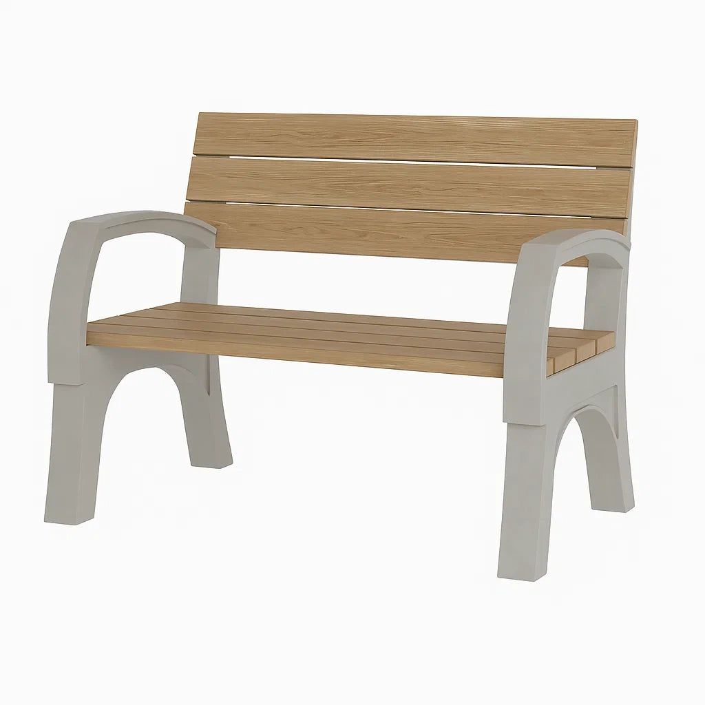 Gartenbank Kunststoff Holzoptik Beige 120x60x85 cm