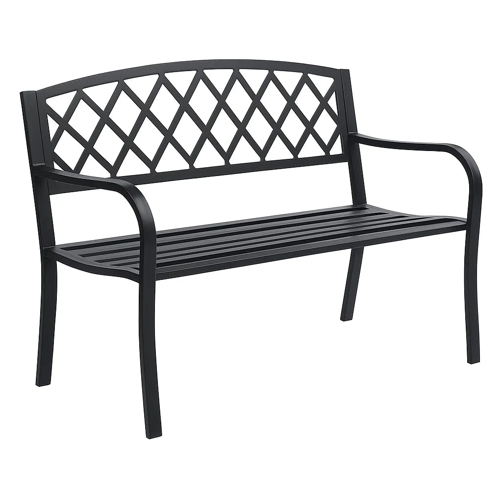 Gartenbank Metall Schwarz 128cm