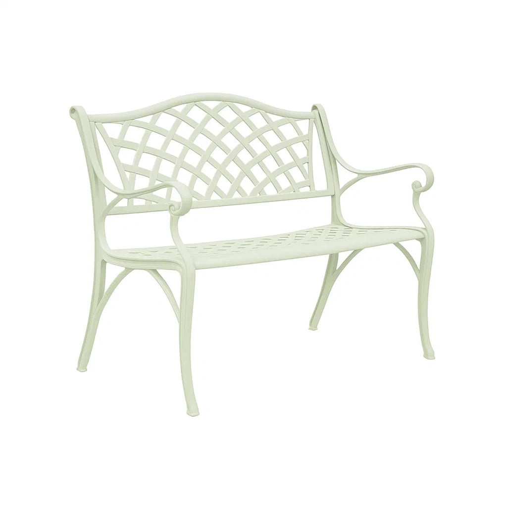 Gartenbank aus Aluminium im Gitterdesign Weiß 126cm