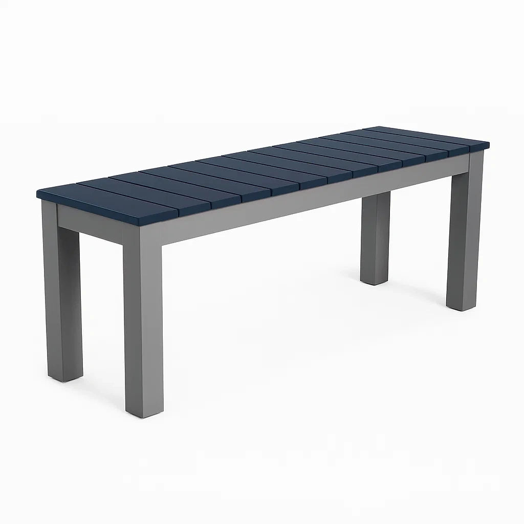 Gartenbank Metall Kunststoff Blau Grau