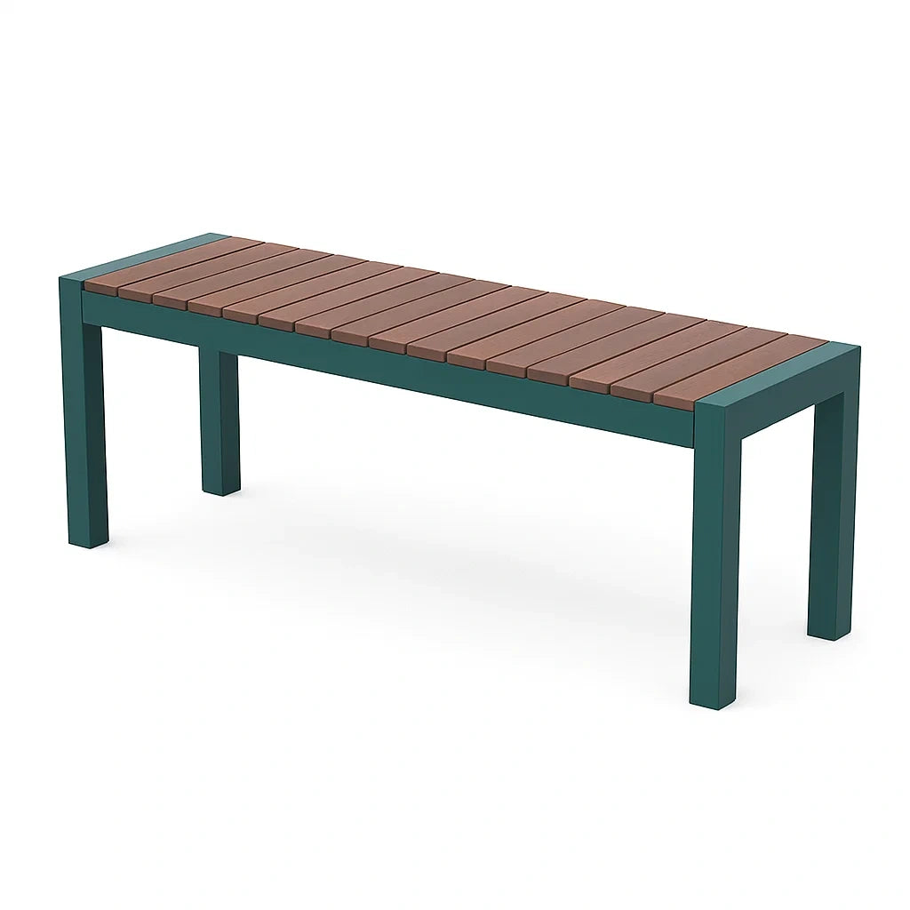 Bank mit Aluminiumrahmen und Holzlatten Braun/Grün 140x45x45 cm