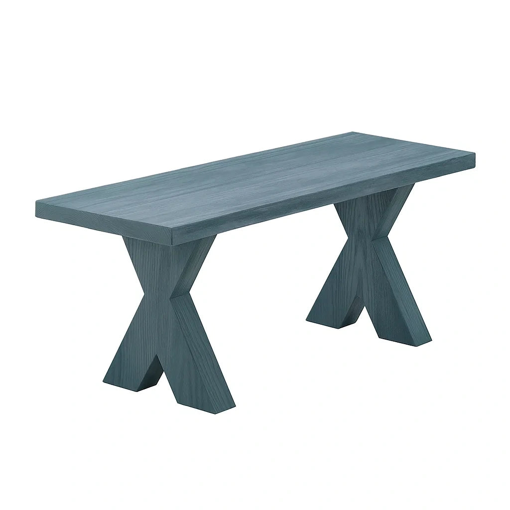 Holzbank rechteckig Blau 120x40x45cm
